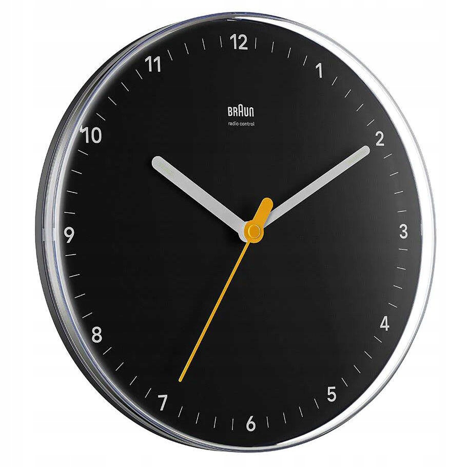 Černé Malé Klasické Kulatý Nástěnné Hodiny Braun BC26B-RC DCF77 23 cm