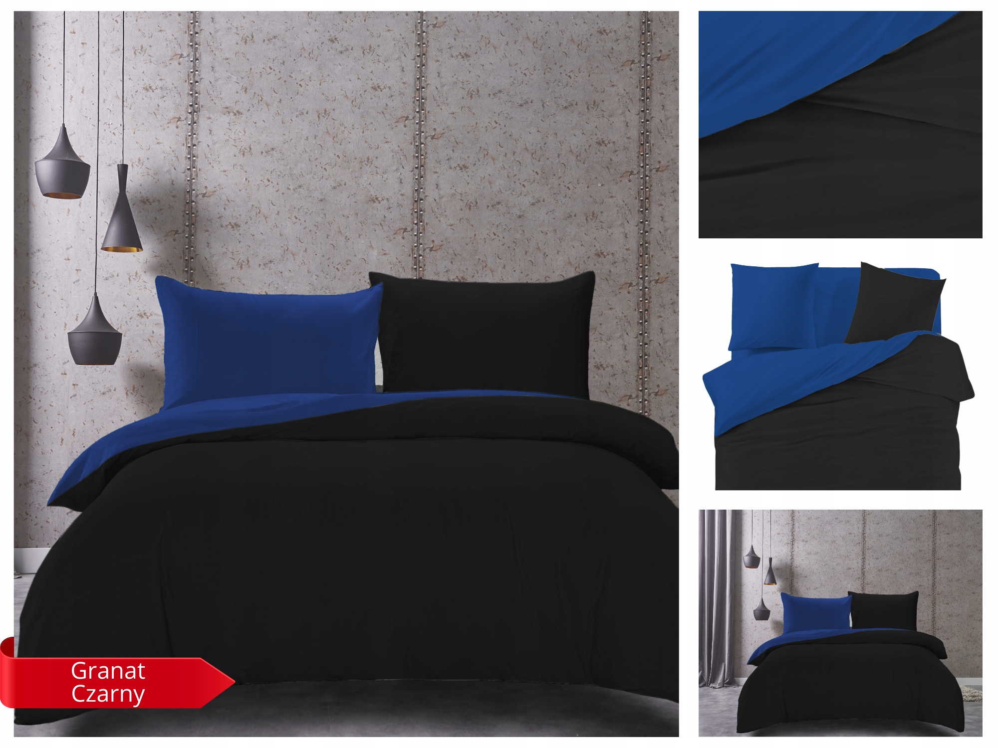 KOMPLET POŚCIELI POŚCIEL DWUSTRONNA GŁADKA 160x200 + 2x POSZEWKA 70x80 Długość poszewki na kołdrę 200 cm