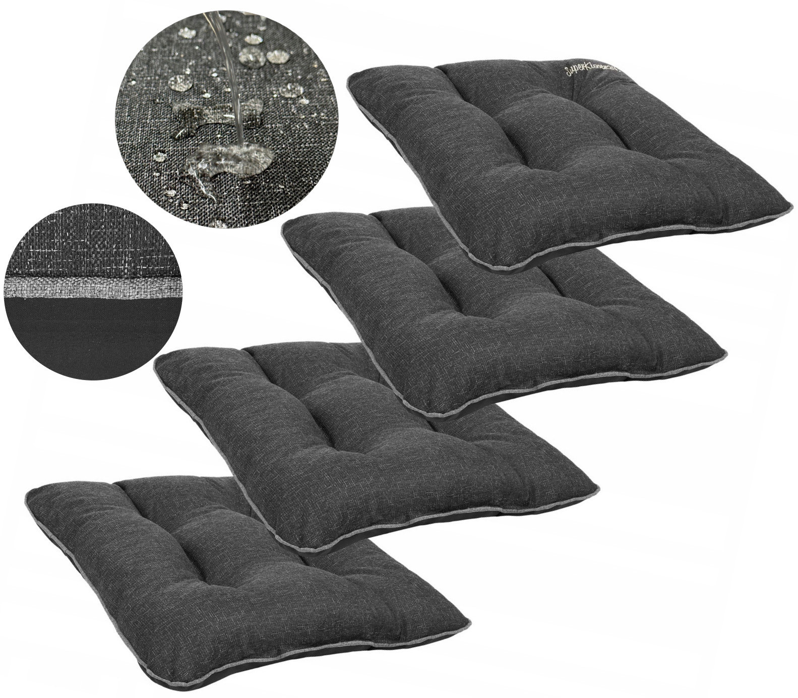 Polštář na židli 4ks 45x45 černý len křeslo