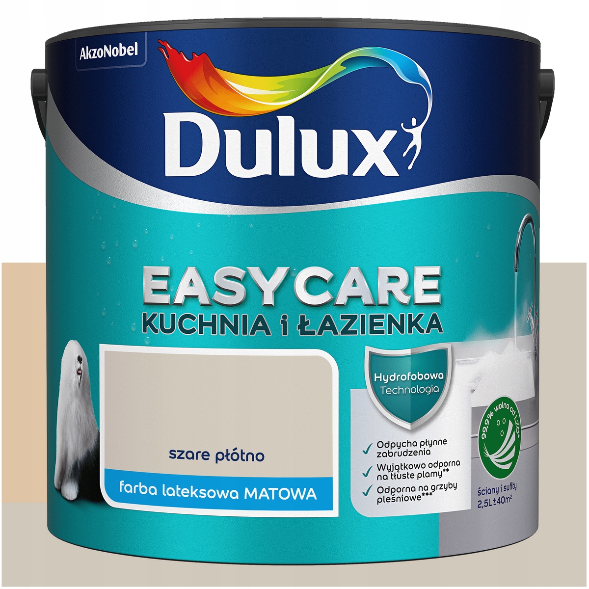 Farba do ścian Dulux EasyCare Kuchnia i Łazienka Szare płótno 2,5L