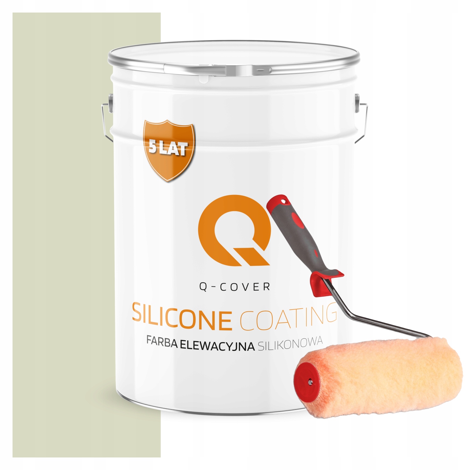 Vonkajšia fasádna silikónová farba na omietku 10L biela v zelenej farbe valček