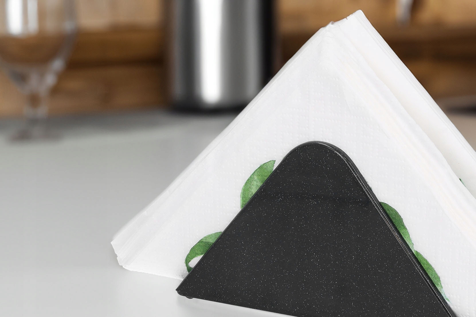 SERWETNIK CZARNY elegancki stojak na serwetki do kuchni salonu ogrodu Waga produktu z opakowaniem jednostkowym 0.041 kg