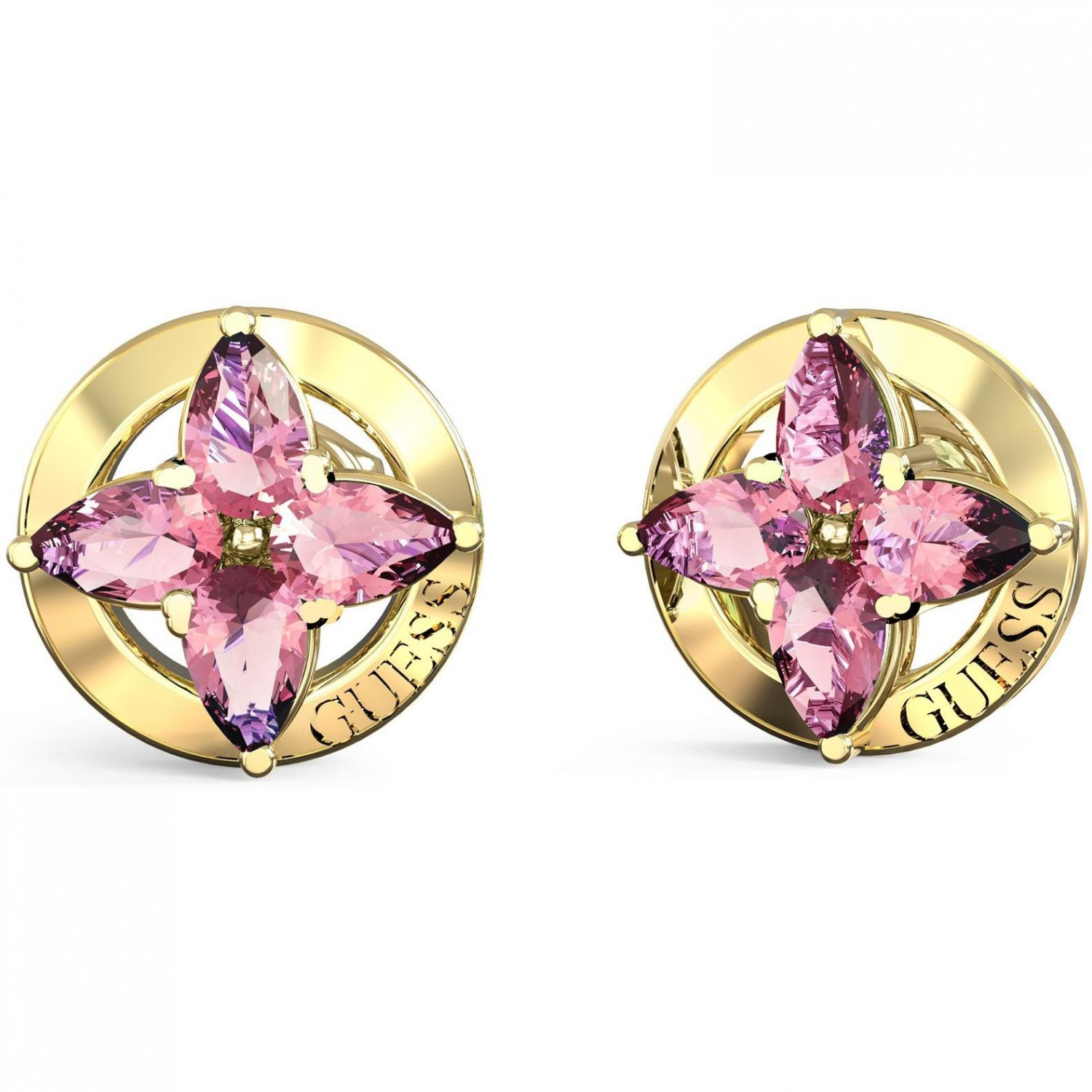 Náušnice dámské zlaté Guess zirkon květina