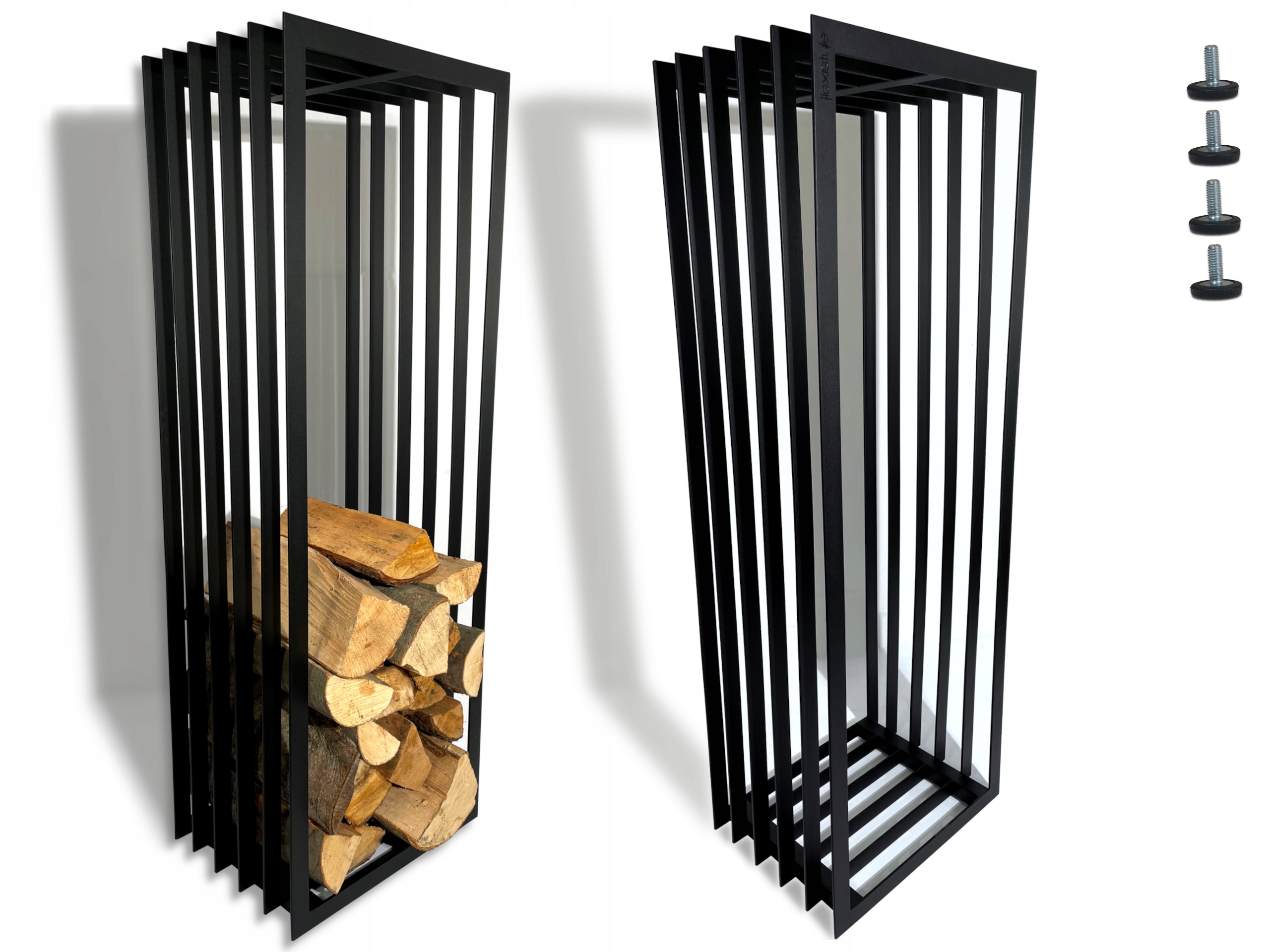 Designový vysoký stojan na krbové dřevo Loft