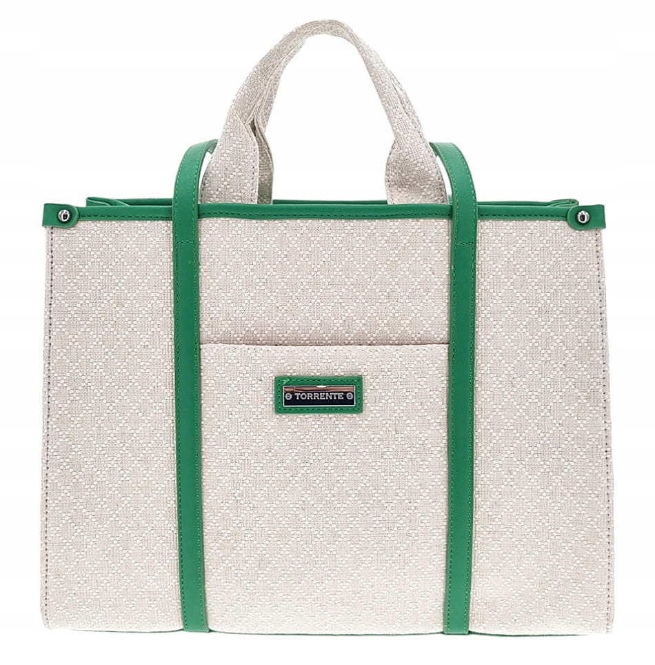 Béžovo-zelený prostorný dámský shopper Torrente