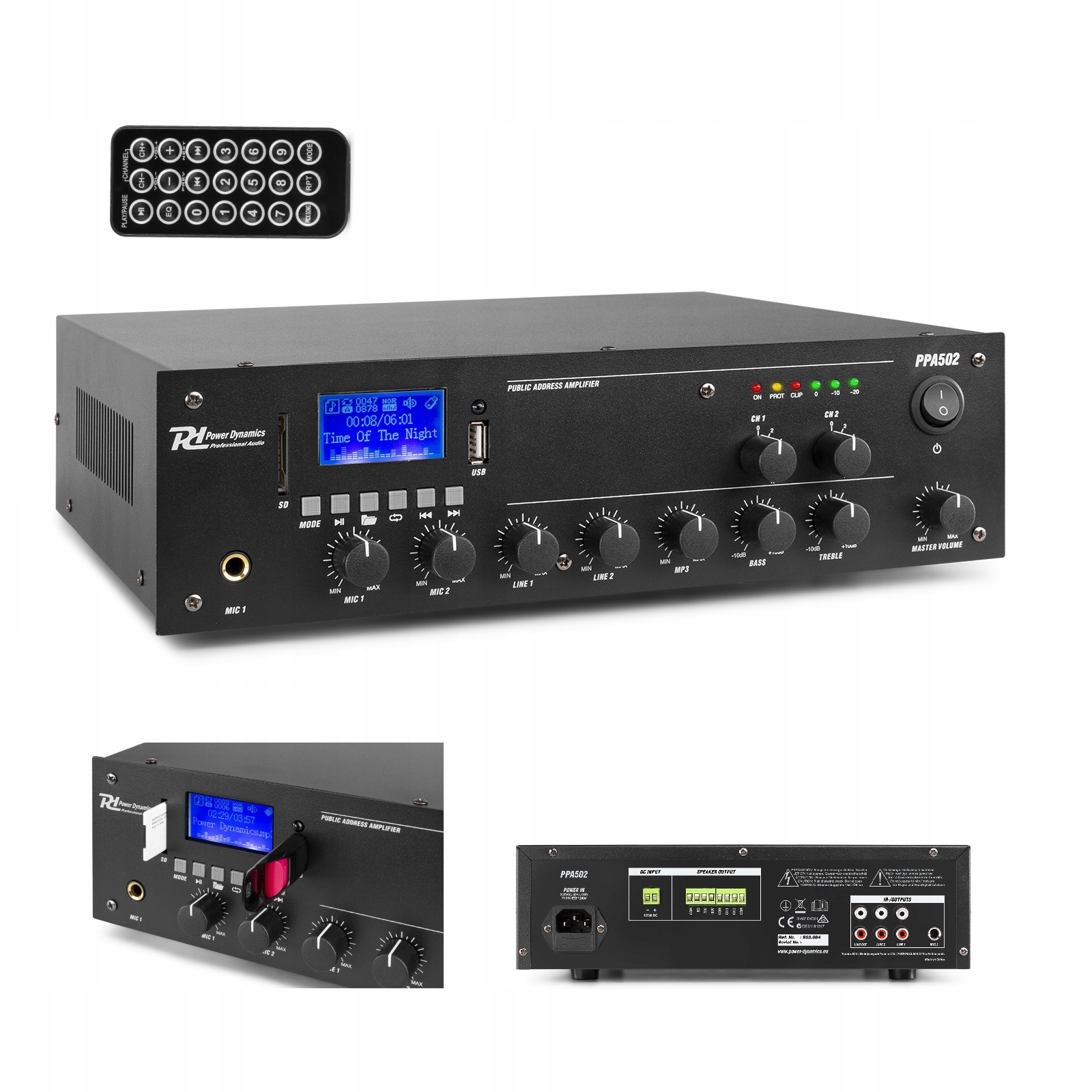 

Wzmacniacz 2-strefowy 50W 100V 8 Ohm Usb Rca Bt Pd