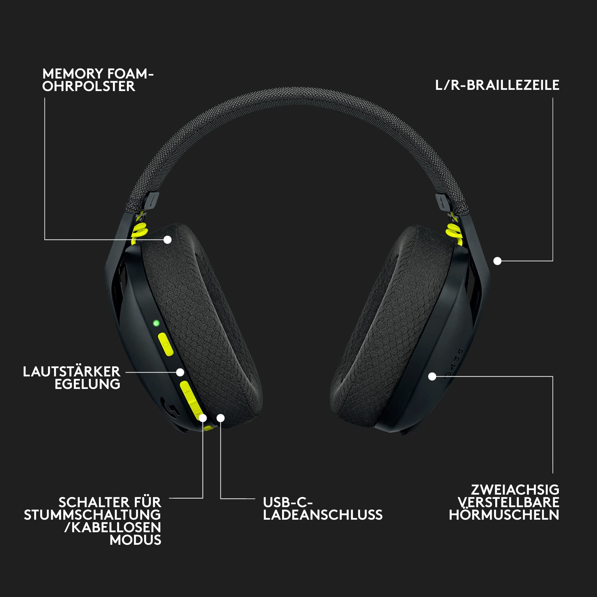 LOGITECH G G435 LIGHTSPEED Bezprzewodowe Słuchawki Gamingowe Bluetooth — miniatura 9