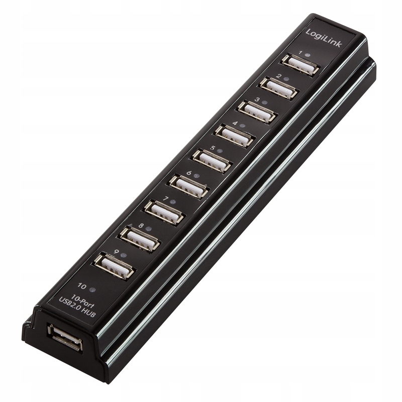 Usb 2.0 Hub 10-portový s napájecím adaptérem 5V/3,5A, 480 MB/s LogiLink Usb rozbočovač