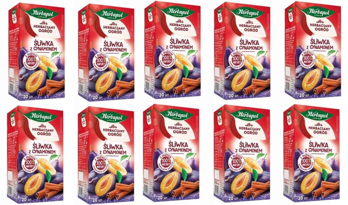 10x 20tb Herbapol Herbaciany Ogród herbata zimowa śliwka z cynamonem Karton