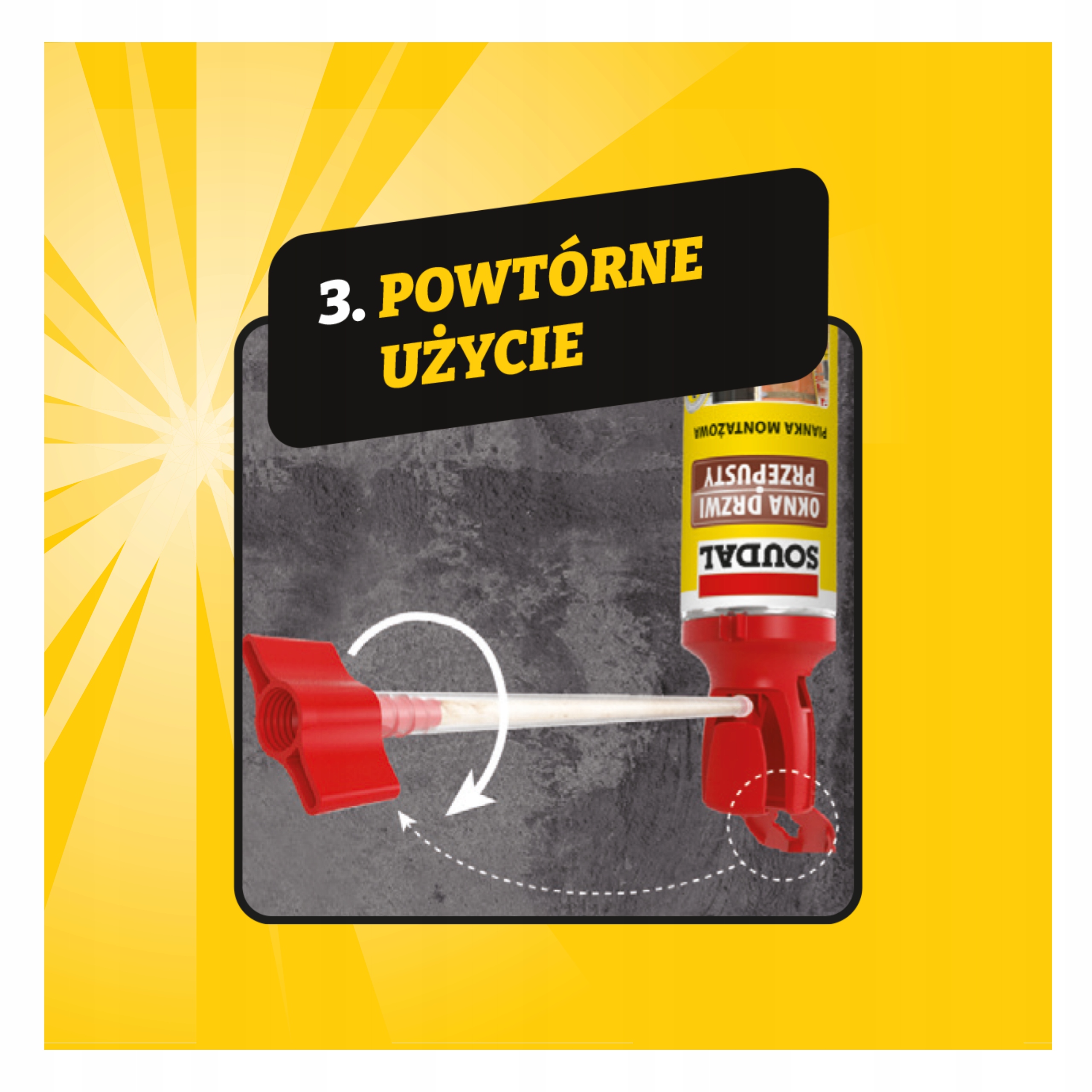 Pianka montażowa Soudal z aplikatorem Genius Gun 770ml nie wymaga pistoletu