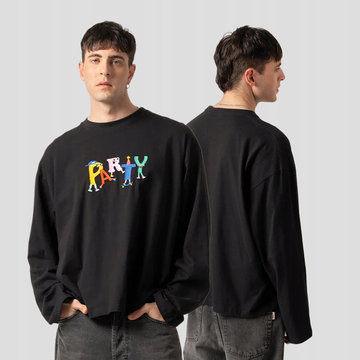 Tričko oversize s dlouhým rukávem Kaotiko Party M, černé, Městské