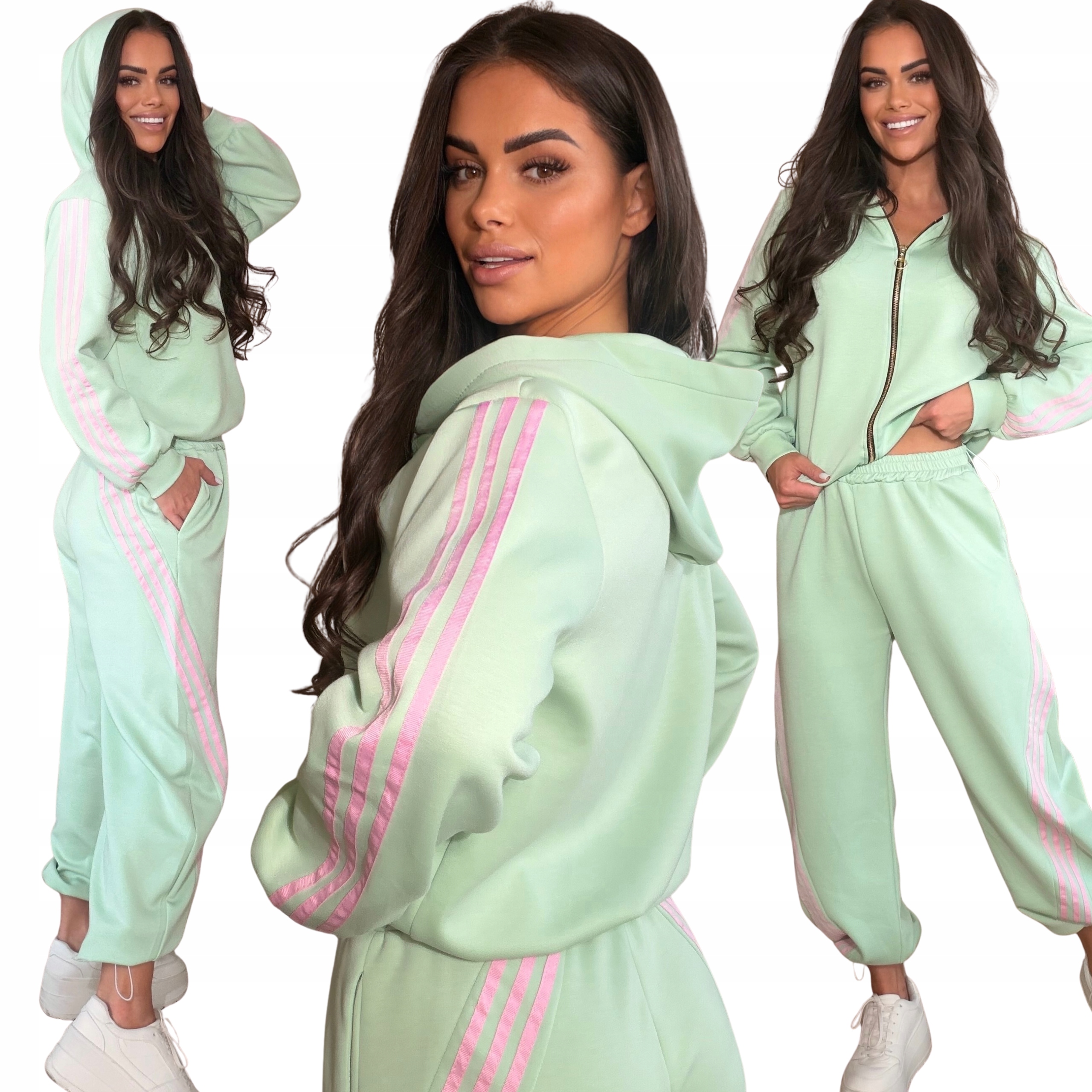 Dres Damski Komplet Zestaw Kobiecy Sport Kaptur Lampasy Premium Wiskoz 3172