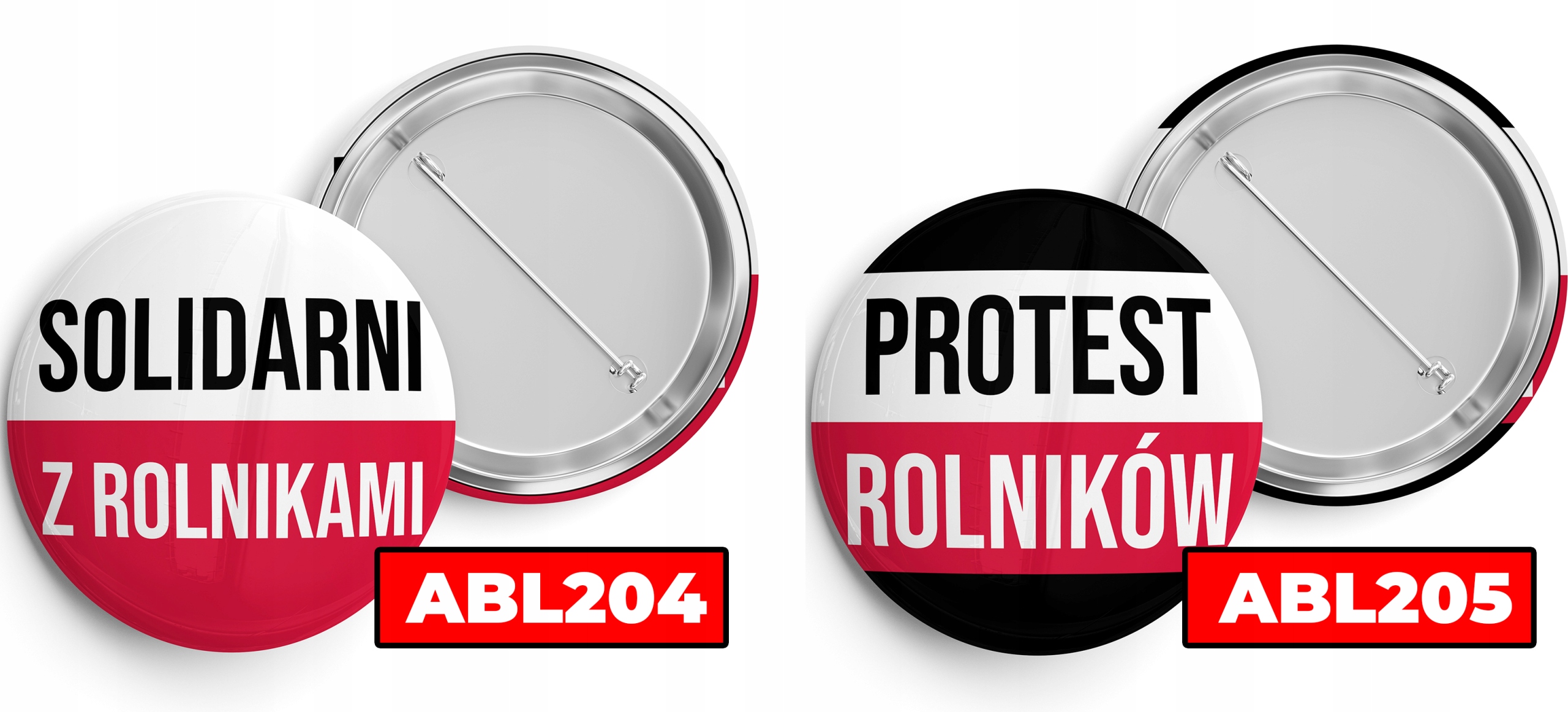 PRZYPINKA 44mm AGRAFKA STRAJK PROTEST ROLNIKÓW SOLIDARNI Z ROLNIKAMI WZORY Kształt okrągły
