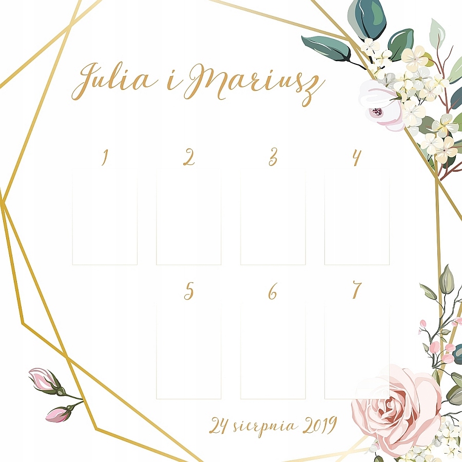 

Tablica plan stołów gości wesele 80x80 cm Pcv 3mm