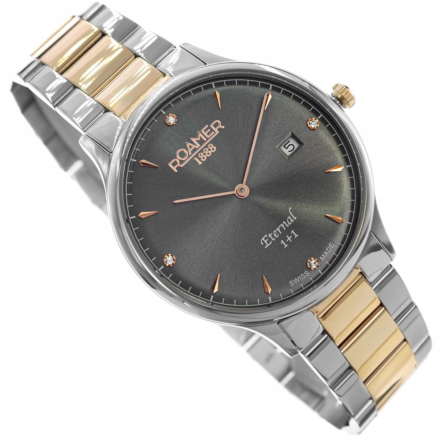 Pánské Hodinky Roamer 863833 49 55 50 Eternal Stříbrno-růžové Zlato Datumovka