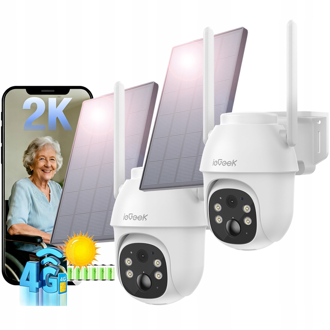 Bezdrátová Gsm Solární Kamera S Výkonnou Baterií Na Sim Kartu 4G 3MPx 2KS