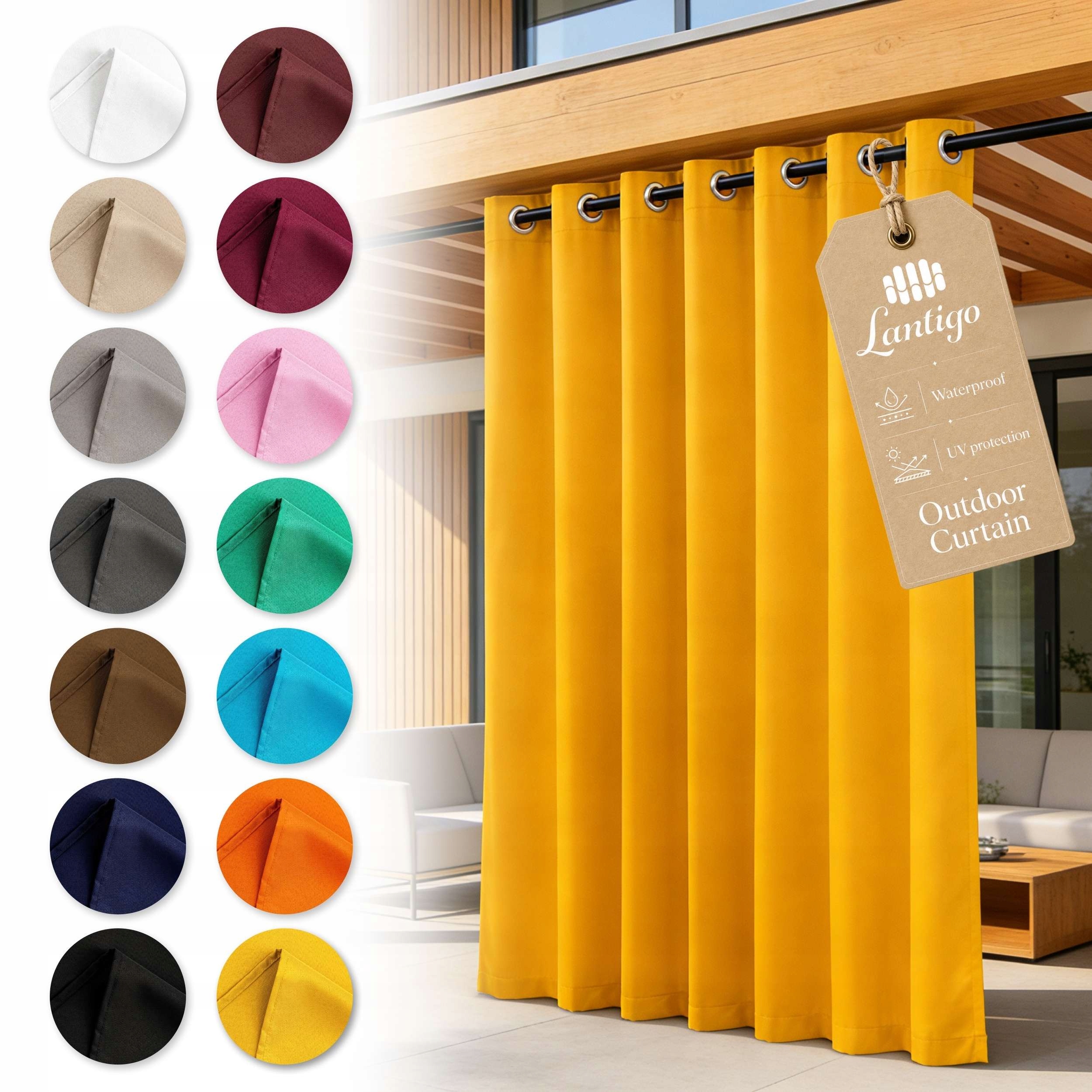 Lantigo Zahradní závěs žlutá 155x240 cm Uv pergola terasa oka
