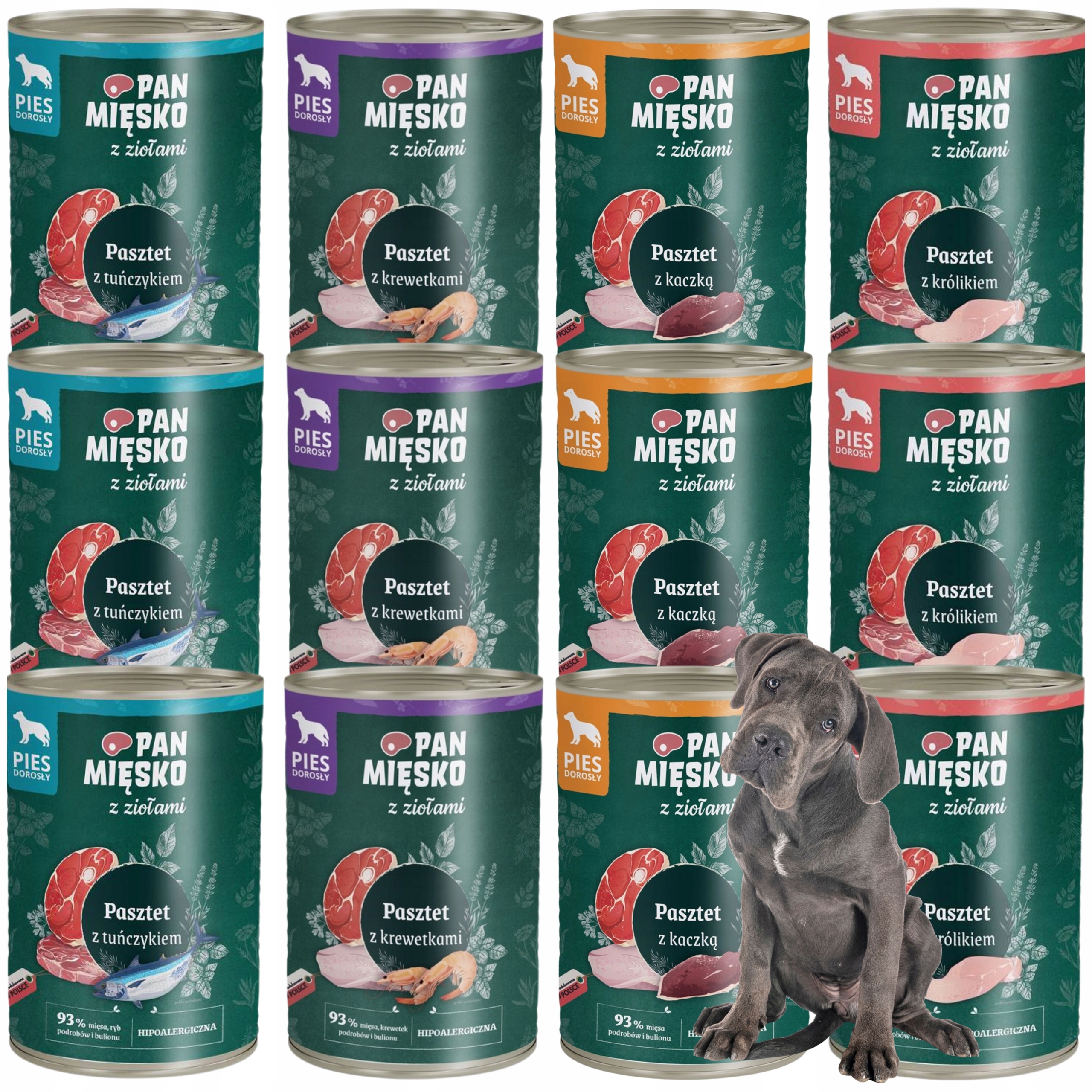 Mokra karma dla psa Pasztet królik i mix smaków Pan Mięsko na alergię 400g