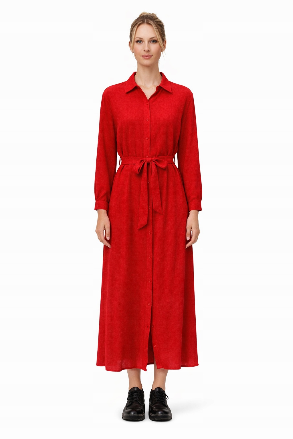 Červené Šaty S Límečkem 1I4A