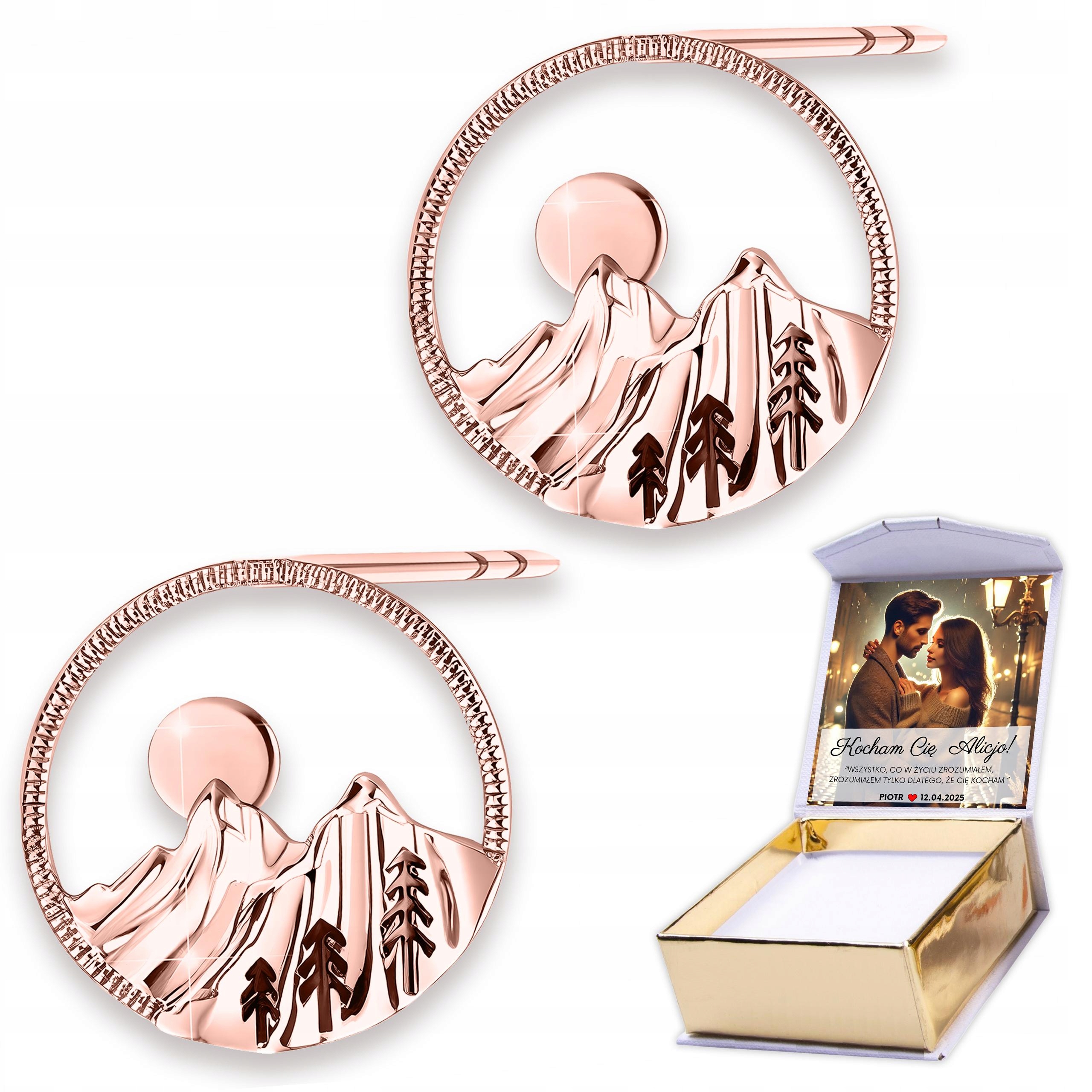 Náušnice Pozlacené 925 Hory Tatry Sluneční paprsky Zakopané Slunce Potisk