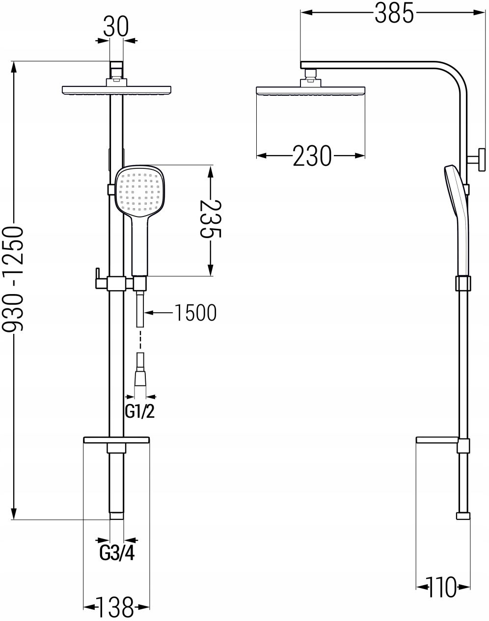 MEXEN Q33 KOLUMNA PRYSZNICOWA NATYNKOWA CZARNA Marka Mexen