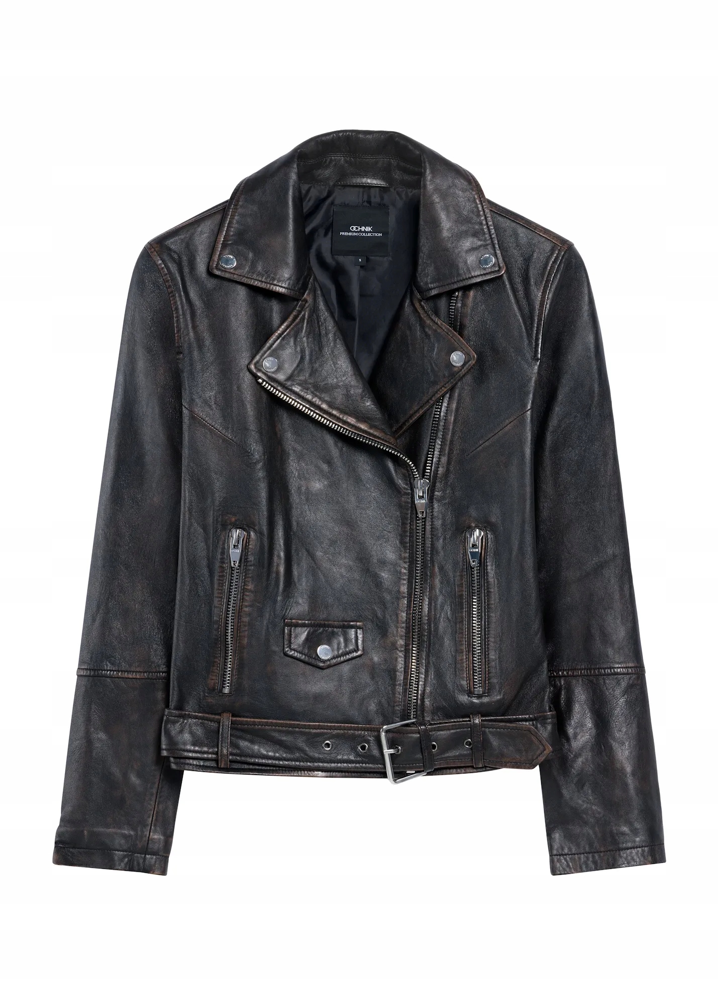 Ochnik Tmavě hnědá dámská kožená bunda KURDS-0563-2729(Z25) S