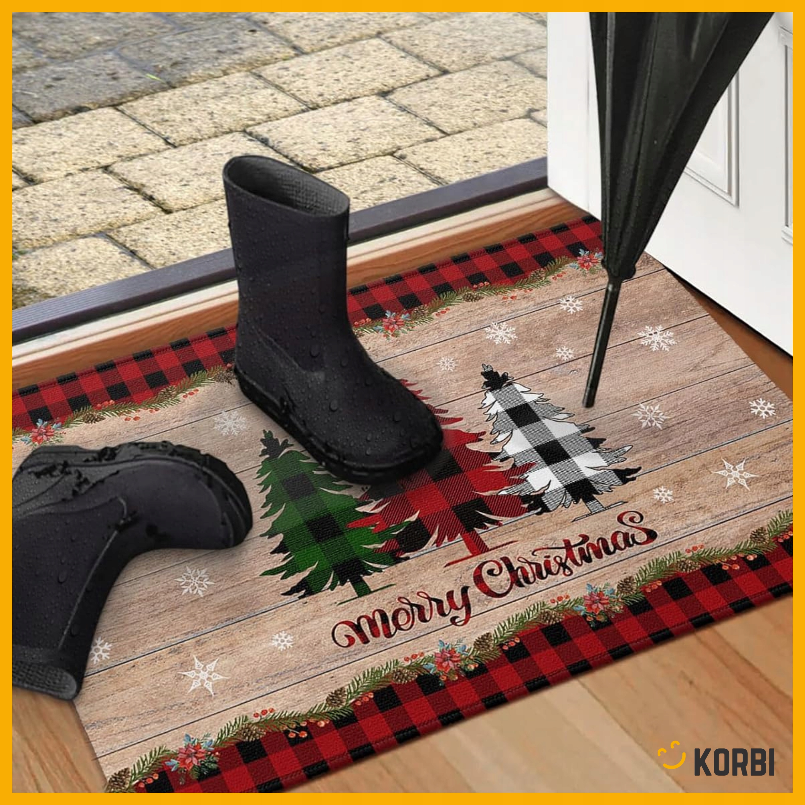 WYCIERACZKA ŚWIĄTECZNA POD DRZWI WEJŚCIOWA WEWNĘTRZNA MATA OZDOBNA 40X60CM Materiał gumowa pvc