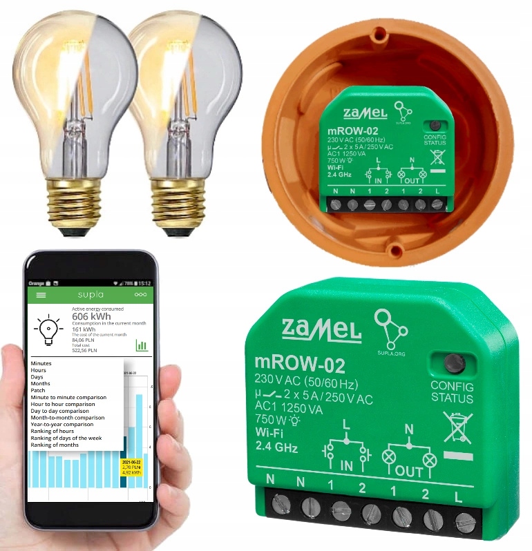 

Odbiornik Wi-Fi 2-Kanałowy Monitor Energii mROW-02