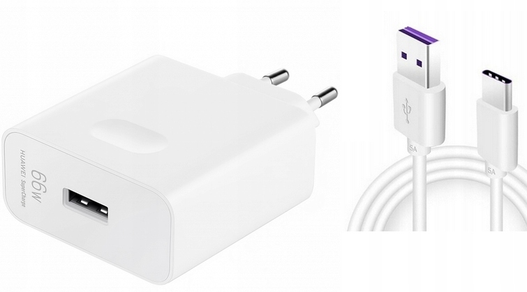 Ładowarka uniwersalna Honor SuperCharge Power 66W Usb Biała kabel