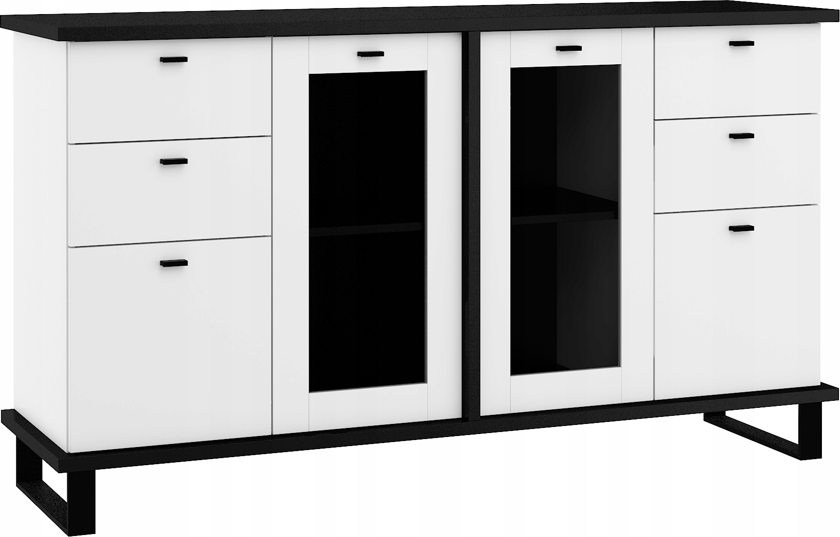 Komoda Cross CRO-08 2D2SW černá bílá matná 160 cm