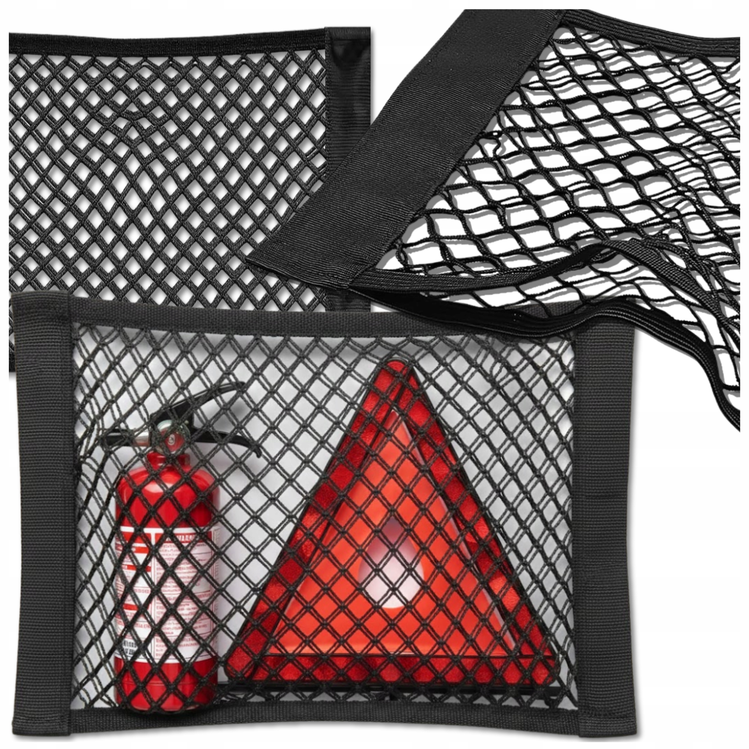 Siatka Organizer Do Bagażnika Samochodowego Elastyczna Na Rzepy 30x25cm