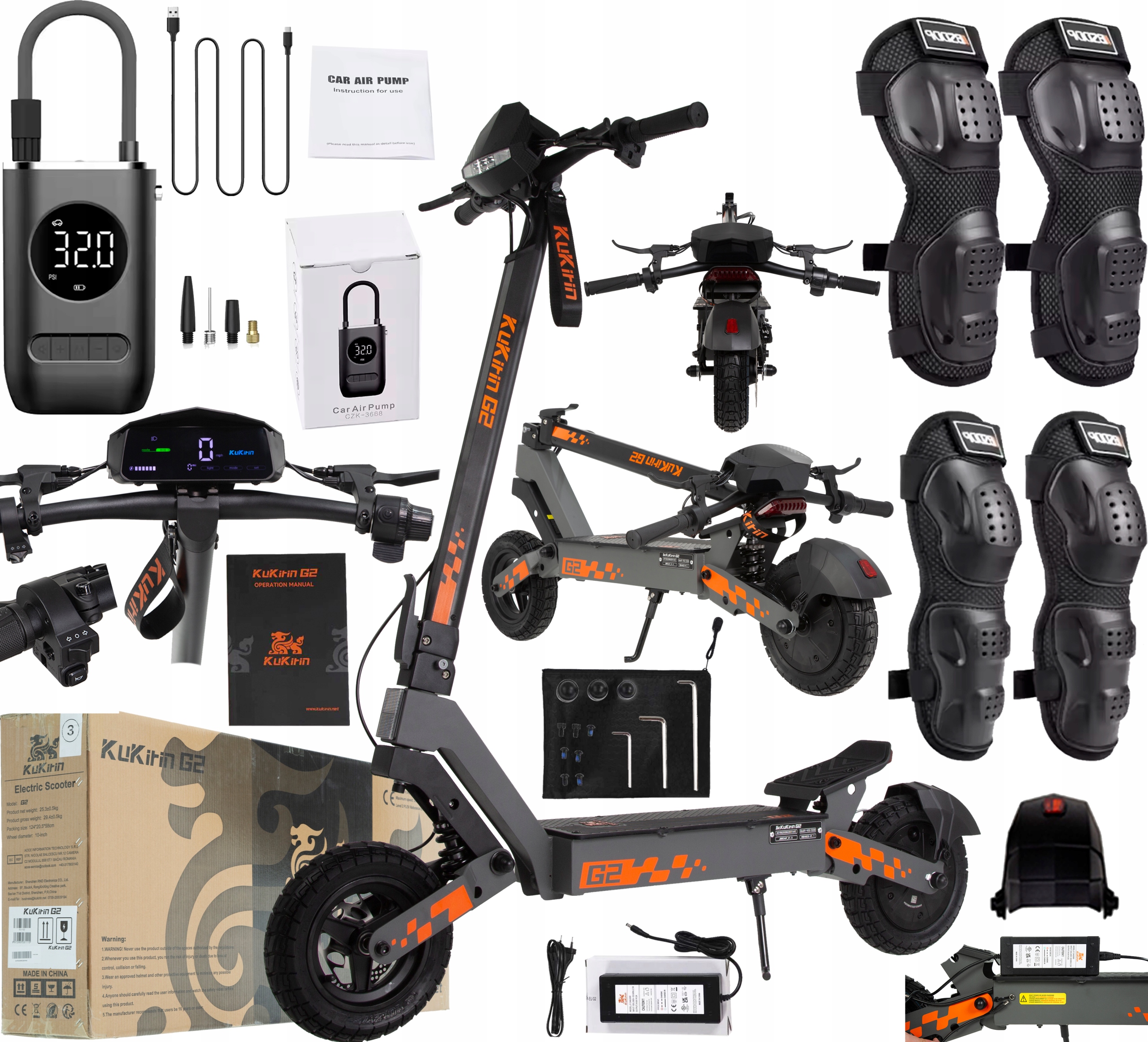 KuKirin G2 Pojazd elektryczne 48V 15 Ah 800 W 45 Km/h 55 Km 10" Pl +Prezent