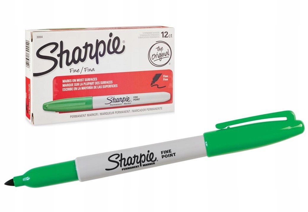 Sharpie Fine Zielony Permanentny Marker opakowanie 12szt oryginalny z USA