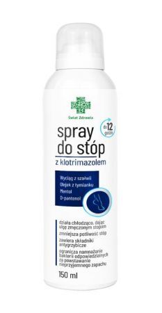 ŚWIAT ZDROWIA SPRAY DO STÓP Z KLOTRIMAZOLEM WYCIĄG Z SZAŁWII 150 ML