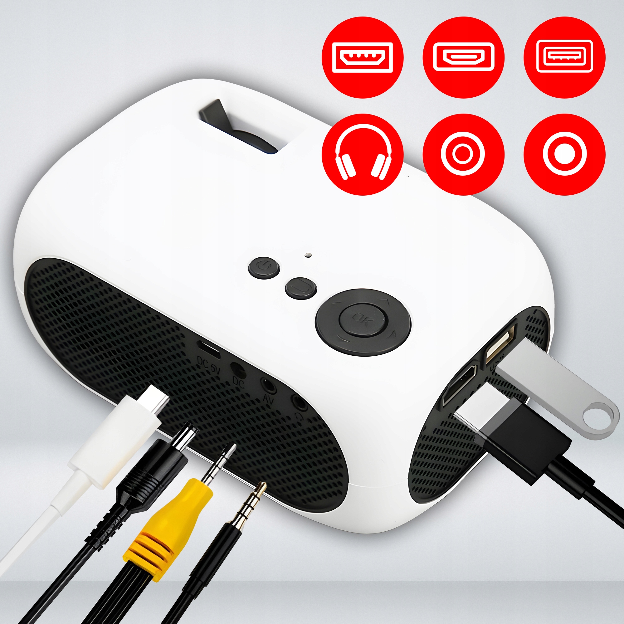 Rzutnik Mini Projektor Przenośny Wysoka Jakość Wyświetlanego Obrazu Full HD Rozdzielczość podstawowa (px) inna