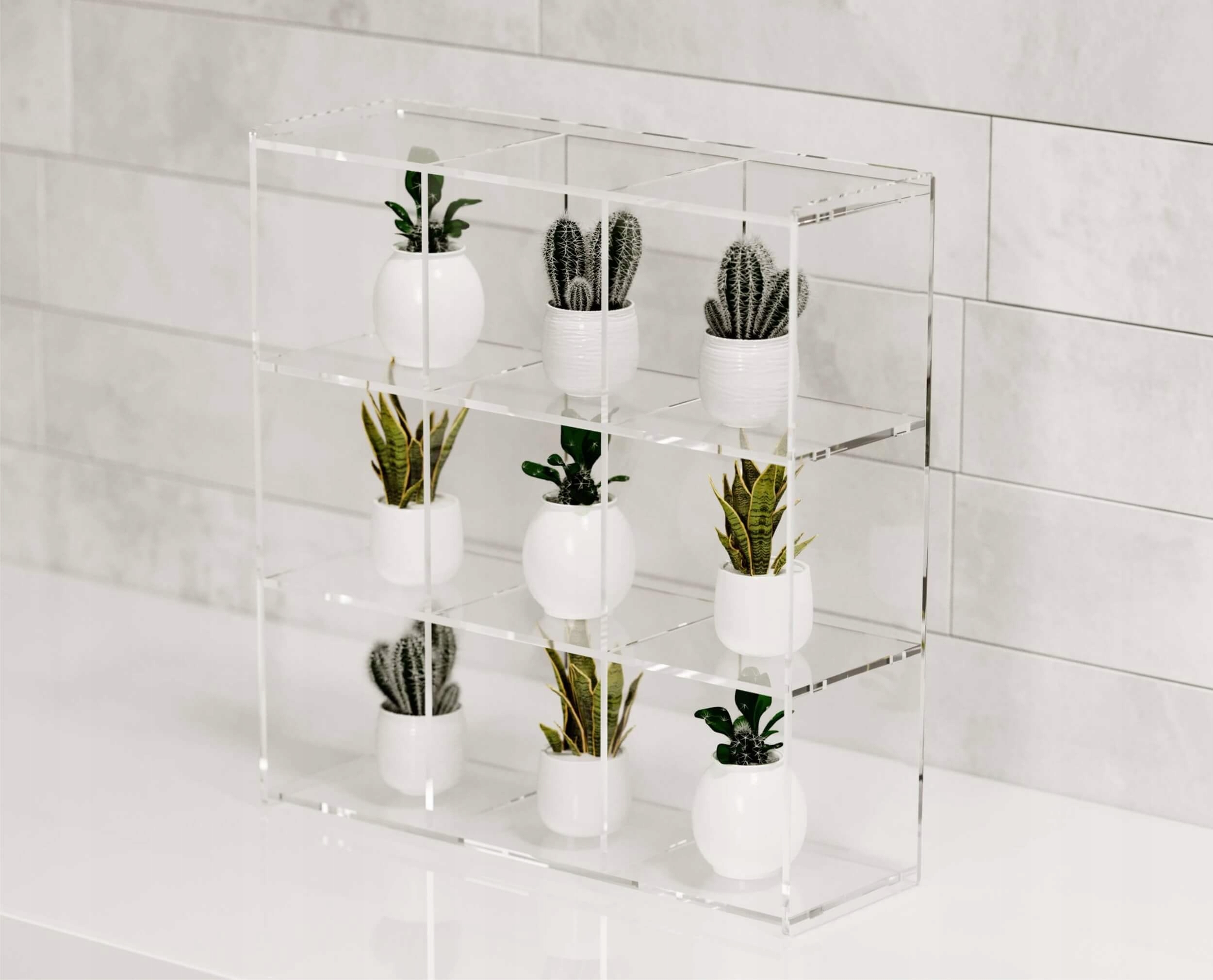 Mini gablotka stojąca witryna PLEXI PLEKSI 4mm 326 x 108 x 105 mm Materiał wykonania tworzywo sztuczne