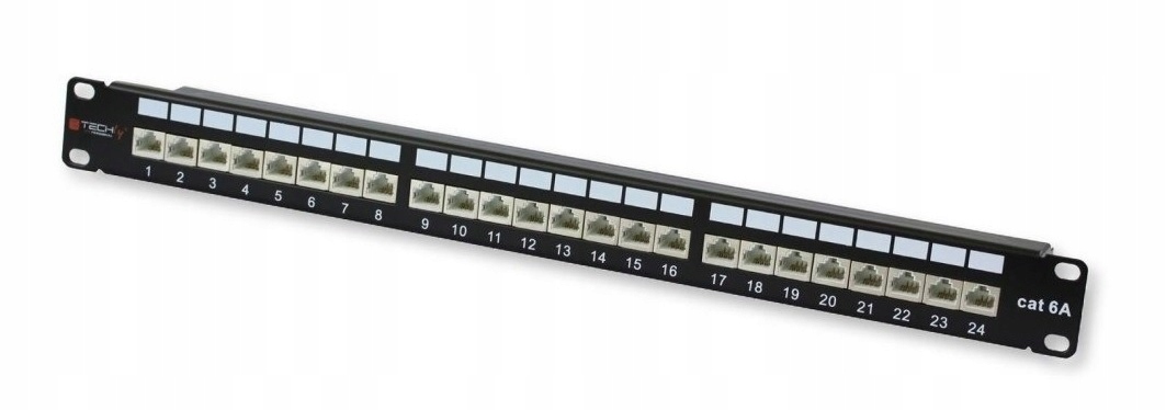 Patch Panel Stp Cat6a 24 Porty, 1U Czarny Techly Pro