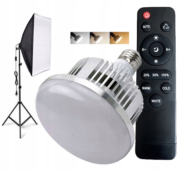 Sada Led Lampa 60W 600W E27 Softbox 50X70CM Stativ 215 Dálkové Ovládání 3000-6500K