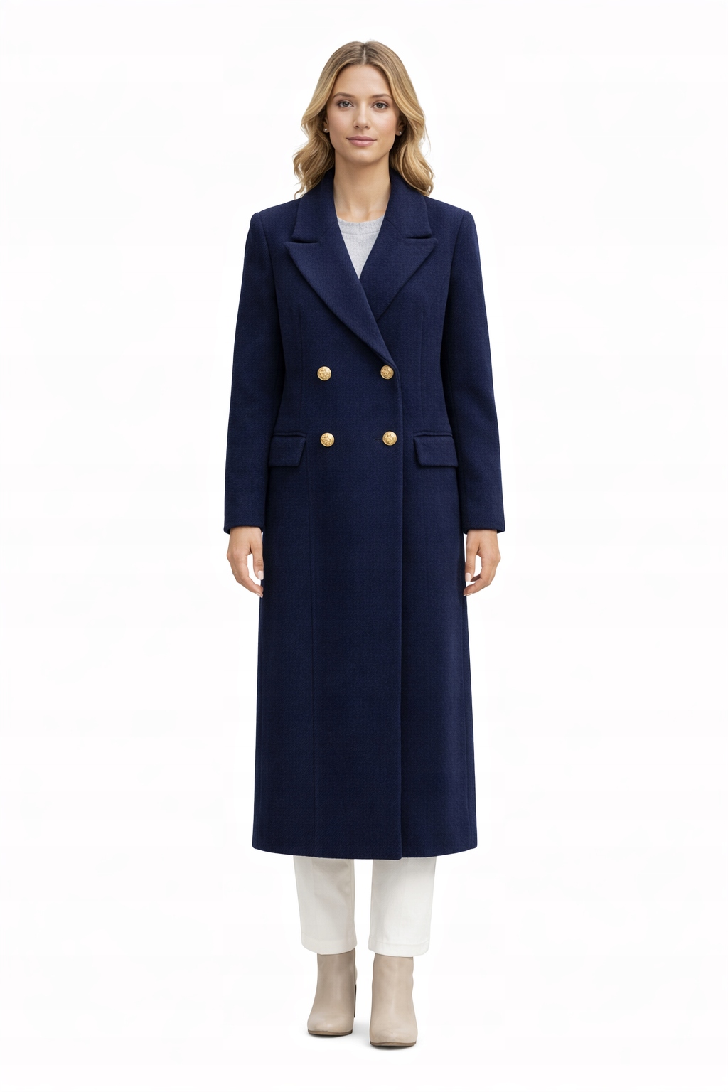 Modrý Klasický Kabát S Klopami S I3A