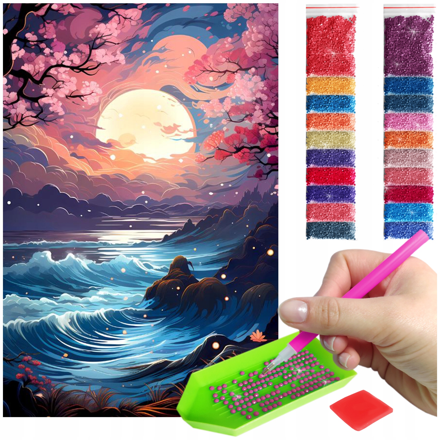 Výšivka Diamond Painting mozaika východ slunce nad mořem sada