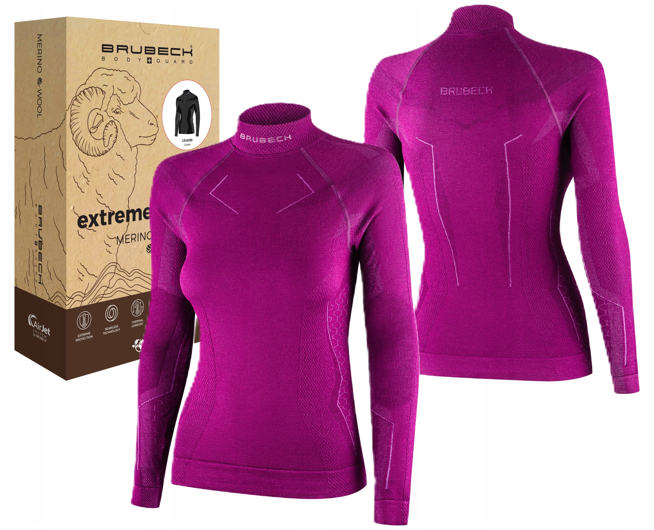Brubeck Extreme Merino Koszulka Termoaktywna Damska Wełniana Dopasowana M