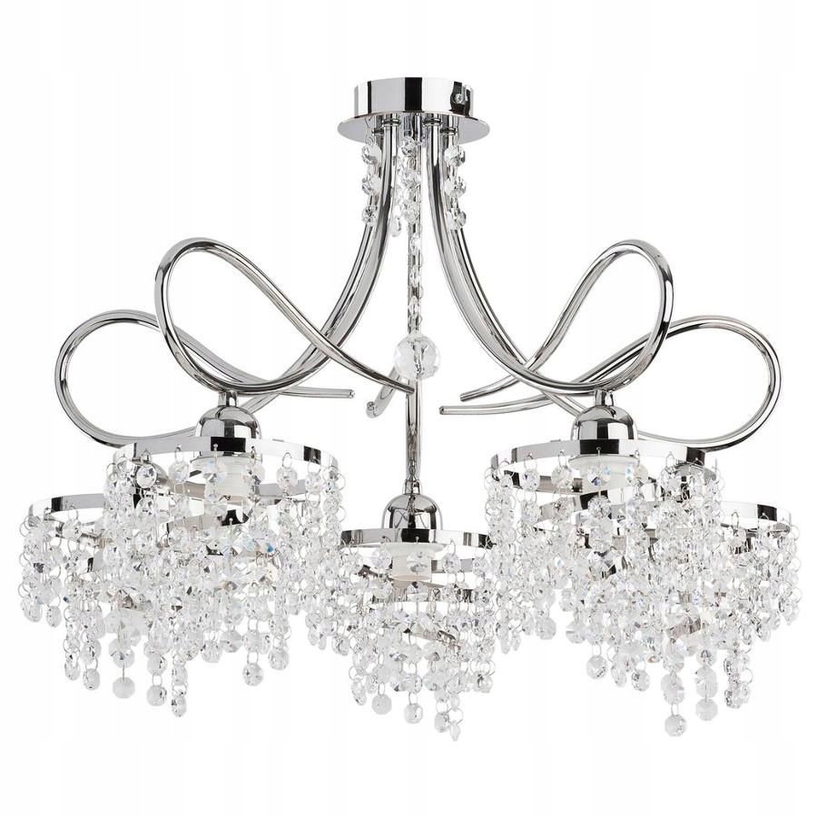 Lampa lustr Krystalový chrom křišťály 5xE27 glamour