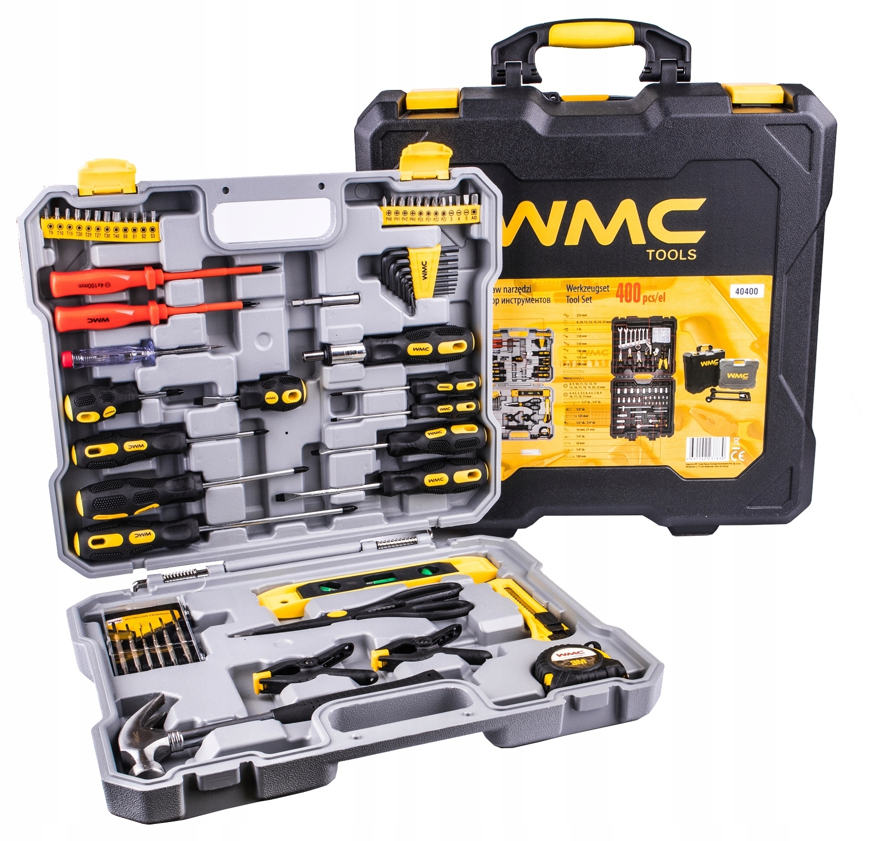 ZESTAW KOMPLET NARZĘDZI KLUCZY NASADEK BITY DUŻY XXL 400 ELEMENTÓW WALIZKA Marka WMC Tools