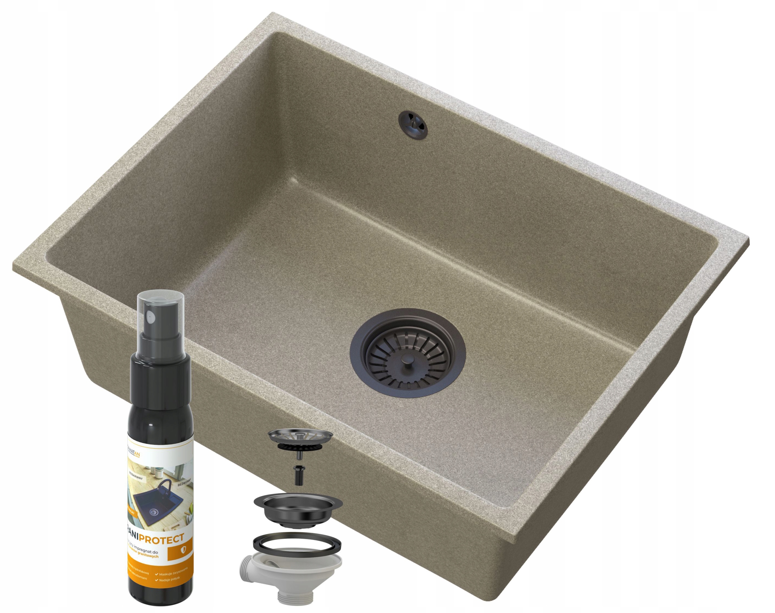 

Podblatowy Zlew Manado Brązowy Syfon Czarny 60