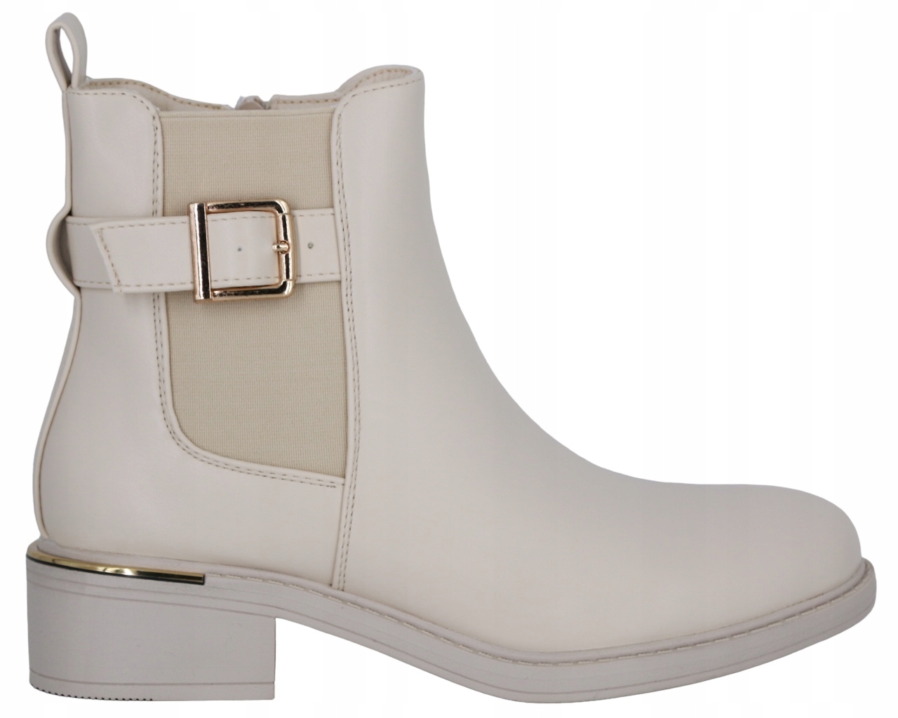 JASNE BEŻOWE BOTKI SKÓRZANE WIOSENNE BUTY DAMSKIE ZE SPRZĄCZKĄ 39