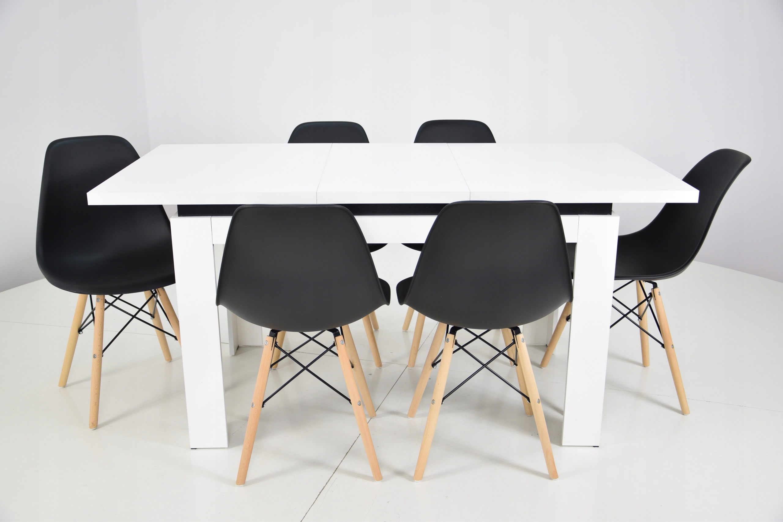 Stół 80x120/160 i 6 krzeseł Kubełek Biały Szerokość stołu 80 cm