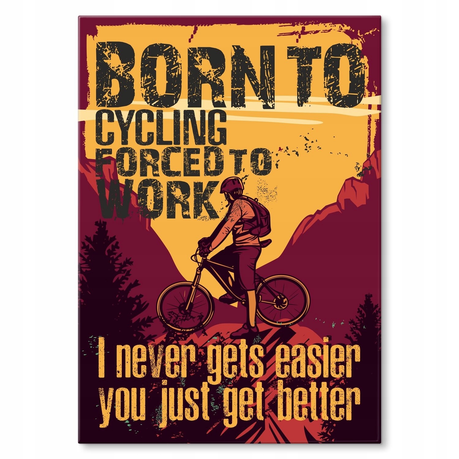 Kovový plakát Born to cycling Dárek 30 x 42 cm