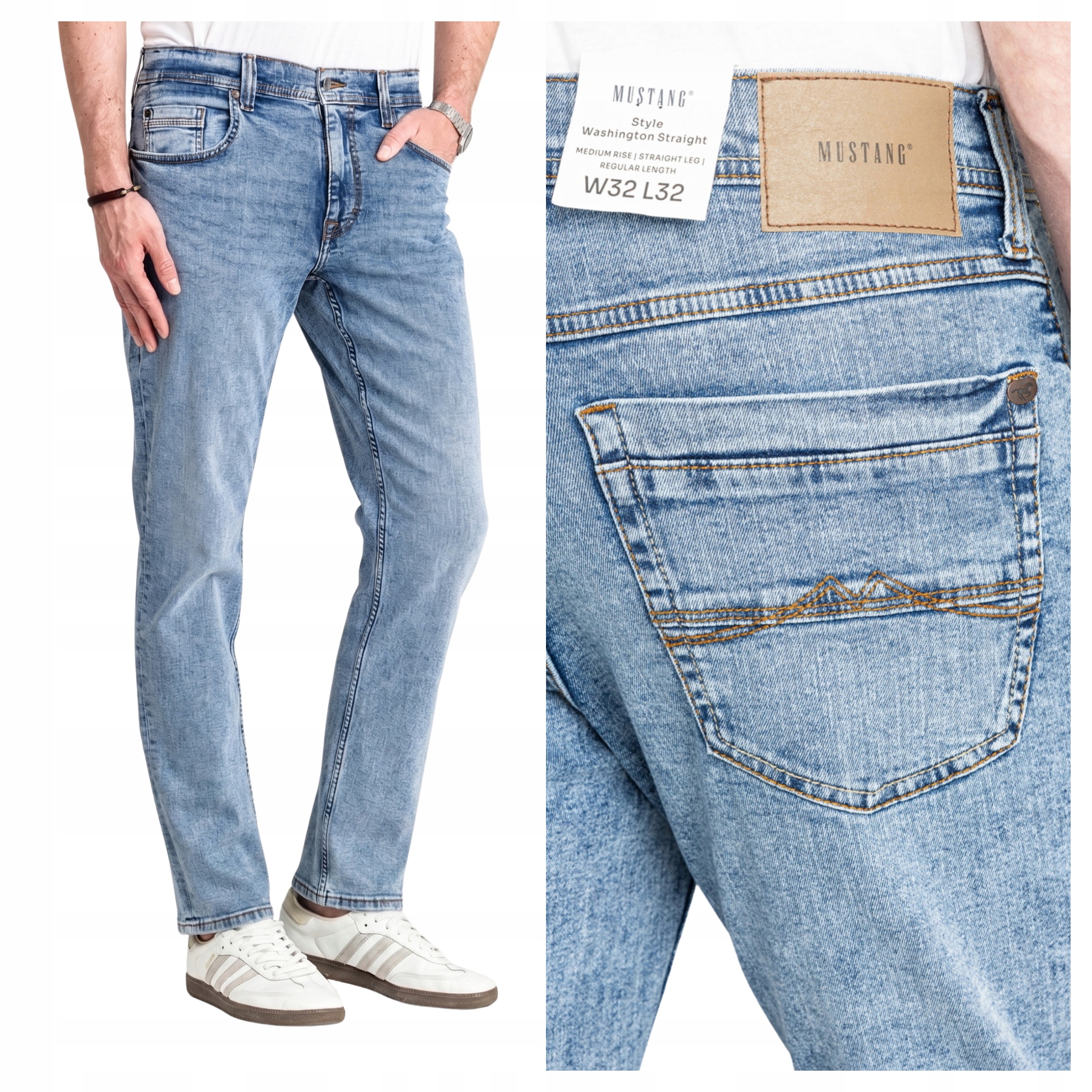 Pánské kalhoty Mustang Washington Slim Jeans Modré Denim Blue W33 L30