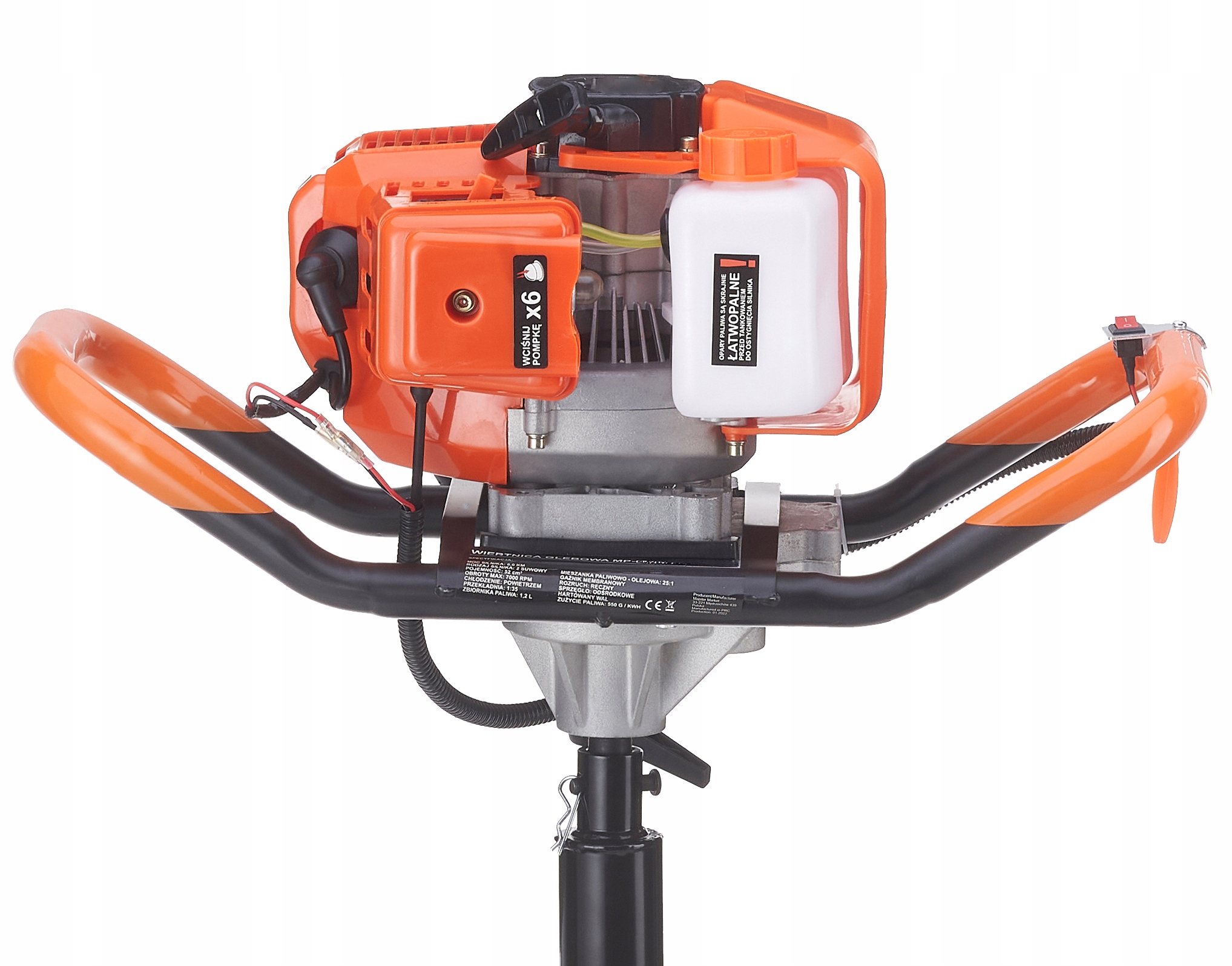 WIERTNICA GLEBOWA ŚWIDER SPALINOWY do gleby otworów + WIERTŁO 250MM / 80CM Waga 8.8 kg