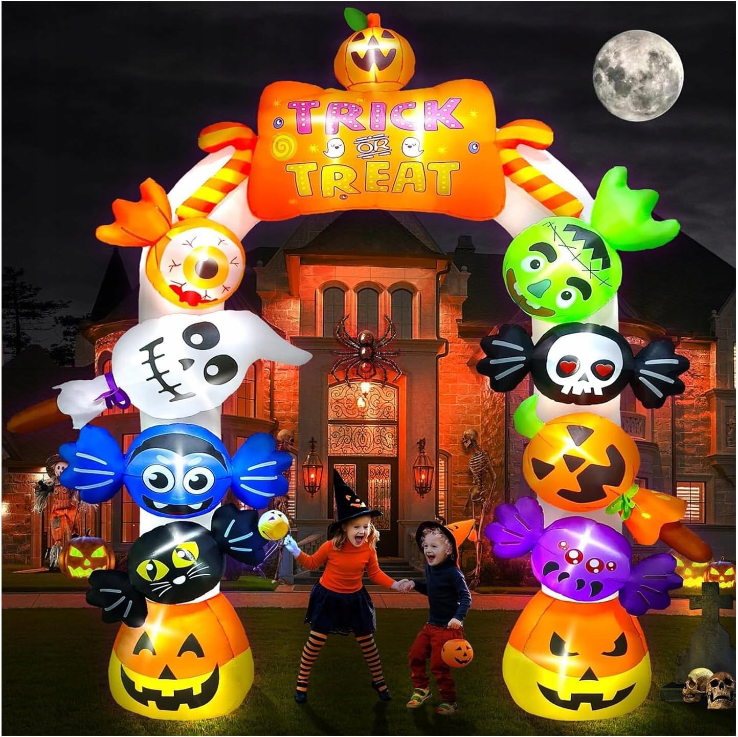 Halloween Dmuchany Łuk 305CM Duch Dynia Cukierki Led Ogród